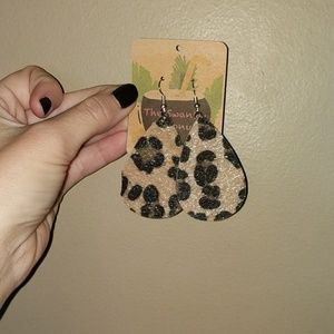 Faux Calf Fur Leopard Print Earrings